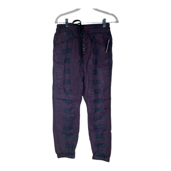 Anthropologie Women's Black and Purple jacquard Button Fly Joggers Size‎ XS - Picture 2 of 10